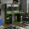 Bureau Gamer STANDA - Avec Rangements Et LEDs - Noir -DECO Ventes bureau 450603