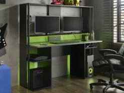 Bureau Gamer STANDA - Avec Rangements Et LEDs - Noir 12 Bureau Gamer STANDA - Avec Rangements Et LEDs - Noir -DECO Ventes bureau 450609