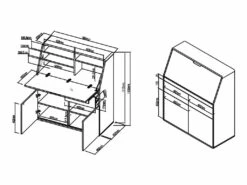 Secrétaire BAGUA - 2 Portes Et 2 Tiroirs - MDF - Blanc Laqué -DECO Ventes bureau 453693