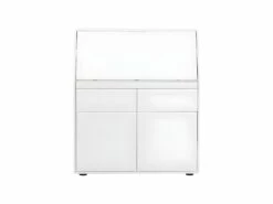 Secrétaire BAGUA - 2 Portes Et 2 Tiroirs - MDF - Blanc Laqué -DECO Ventes bureau 453701