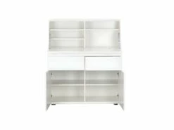 Secrétaire BAGUA - 2 Portes Et 2 Tiroirs - MDF - Blanc Laqué -DECO Ventes bureau 453703