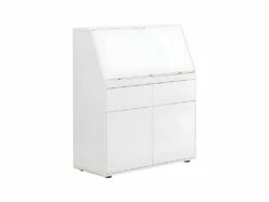Secrétaire BAGUA - 2 Portes Et 2 Tiroirs - MDF - Blanc Laqué -DECO Ventes bureau 453707