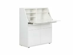 Secrétaire BAGUA - 2 Portes Et 2 Tiroirs - MDF - Blanc Laqué -DECO Ventes bureau 453709