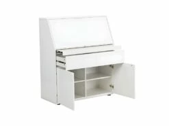 Secrétaire BAGUA - 2 Portes Et 2 Tiroirs - MDF - Blanc Laqué -DECO Ventes bureau 453711