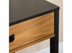 Bureau Style Industriel Casier Tiroir Coulissant Panneaux MDF Noir Aspect Noyer -DECO Ventes console 23021407