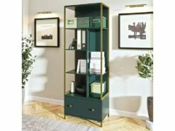 Ensemble De 2 Meubles De Bureau. Console Et étagère Collection DOUGLAS Coloris Vert Et Doré -DECO Ventes console 9182735