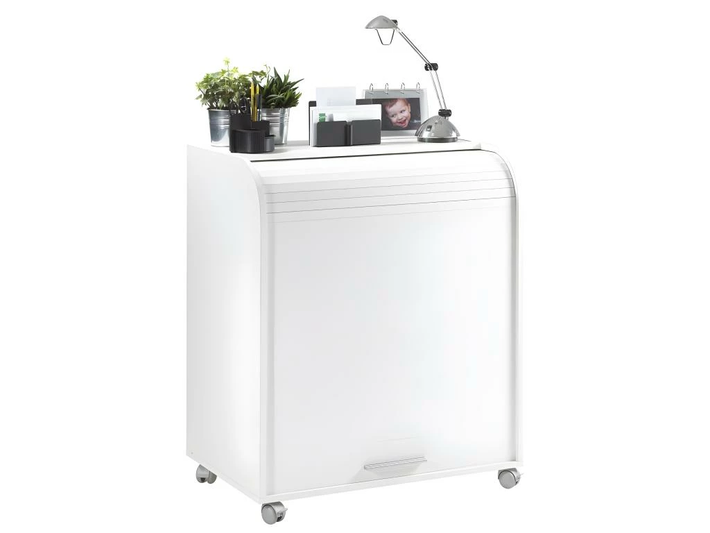 Bureau Informatique Blanc à Roulettes - Coloris: Blanc 4 Bureau Informatique Blanc à Roulettes - Coloris: Blanc – Image 2