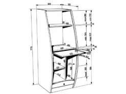 Armoire Informatique Galbée Largeur 60 Cm 5 Niches - Coloris: Merisier -DECO Ventes meuble bureau 10039145