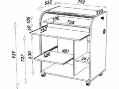 Bureau Informatique Chêne 1 Rideau - Coloris: Zonk Pow 400 -DECO Ventes meuble bureau 10044989
