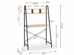Bureau Blanca Noir, 1 étagère, Style Industriel, 83 Cm Longueur 10 Bureau Blanca Noir, 1 étagère, Style Industriel, 83 Cm Longueur -DECO Ventes meuble bureau 10045875
