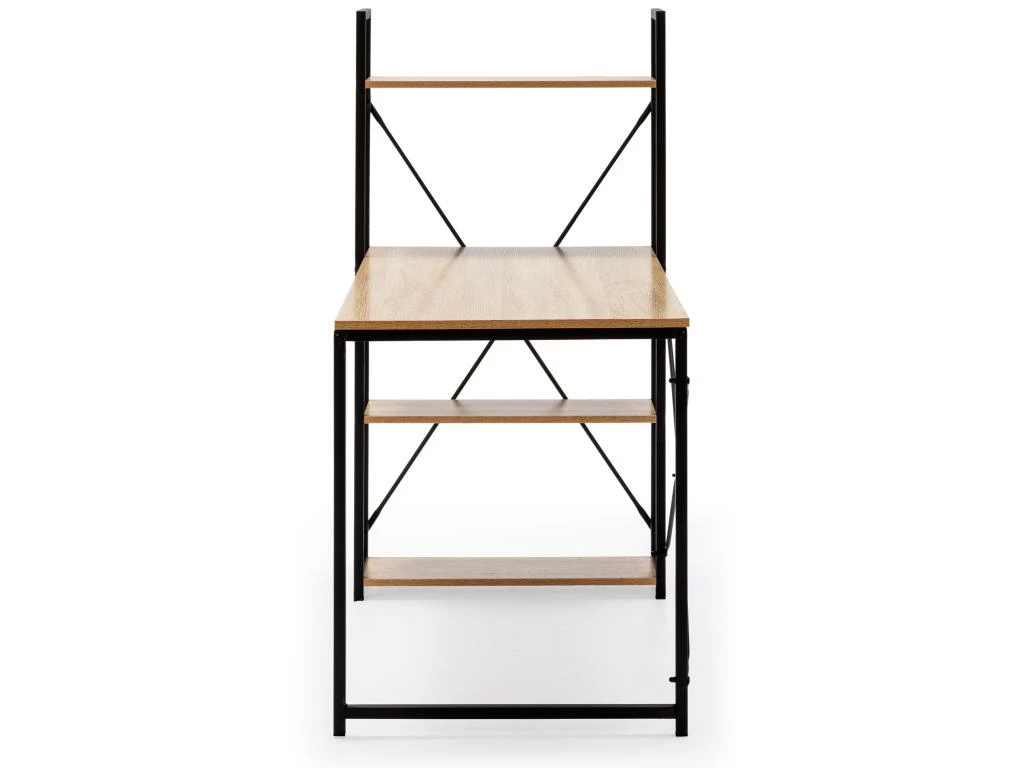 Bureau Lidia Noir, 3 étagères, Style Industriel, 120 Cm Longueur 5 Bureau Lidia Noir, 3 étagères, Style Industriel, 120 Cm Longueur – Image 4