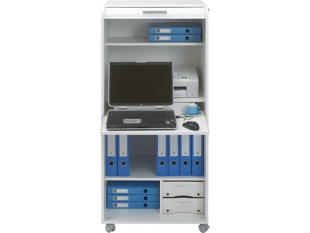 Armoire Informatique Blanche à Roulettes 2 Tiroirs - Coloris: Bambous 912 5 Armoire Informatique Blanche à Roulettes 2 Tiroirs - Coloris: Bambous 912 – Image 3