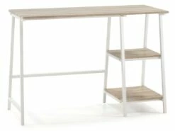Bureau Lisboa Blanc, Table Pour PC, Style Industriel, 105 Cm Longueur