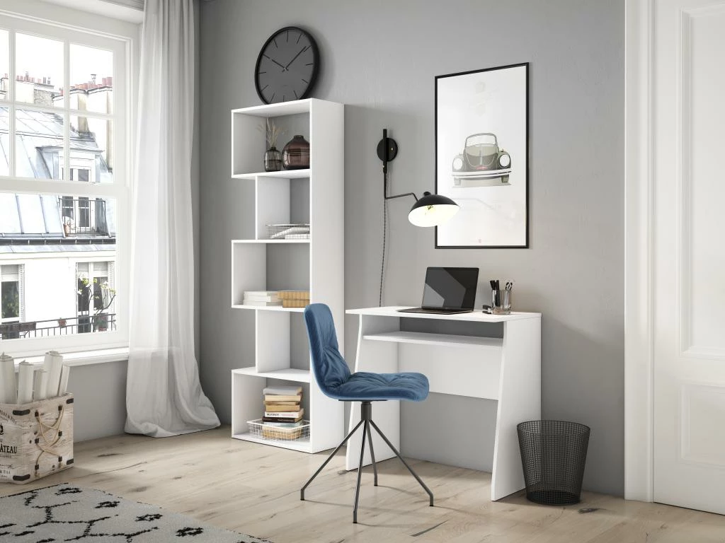 Bureau Nilson 1 Niche Couleur Blanc, 80 Cm Longueur 5 Bureau Nilson 1 Niche Couleur Blanc, 80 Cm Longueur – Image 3