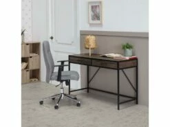Bureau Tulum Noir,Table Pour PC, 2 Tiroirs, Style Industriel, 110 Cm Longueur -DECO Ventes meuble bureau 10762117