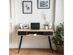 Bureau Scandinave Bois, Tiroirs Noirs BJORN - HAPPY GARDEN