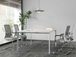 Table De Réunion Carrée - 4 Personnes - Blanc - L120 Cm - DOWNTOWN