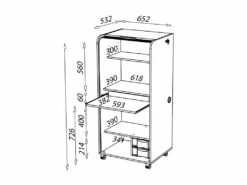 Secrétaire Informatique Chêne à Rideau N°1 - ISERA -DECO Ventes meuble bureau 11142435