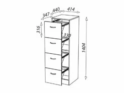 Classeur à Dossiers Suspendus 4 Tiroirs Hêtre - TIRSUS -DECO Ventes meuble bureau 11142739