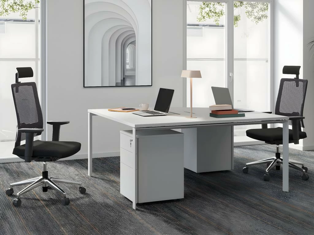 Bureau Bench 2 Personnes - Blanc - L120 Cm - DOWNTOWN 3 Bureau Bench 2 Personnes - Blanc - L120 Cm - DOWNTOWN