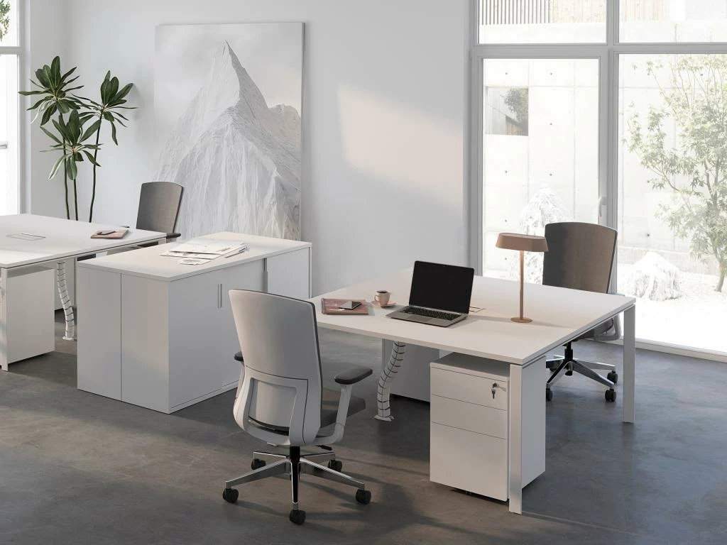 Bureau Bench 2 Personnes - Blanc - L160 Cm - DOWNTOWN 4 Bureau Bench 2 Personnes - Blanc - L160 Cm - DOWNTOWN – Image 2