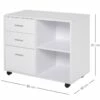 HOMCOM Support D'imprimante Organiseur Bureau Caisson 3 Tiroirs + 2 Niches + Grand Plateau Panneaux Particules Blanc -DECO Ventes meuble bureau 11209553