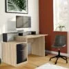 Bureau Avec Rangements ZACHARIE - Coloris : Chêne Et Noir -DECO Ventes meuble bureau 12255099