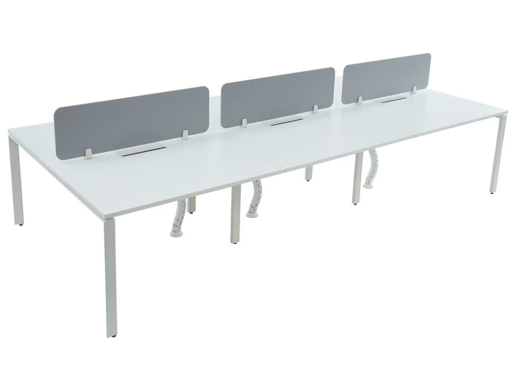 Bureau Bench 6 Personnes - Blanc - L120 Cm - Avec Séparateurs - DOWNTOWN 6 Bureau Bench 6 Personnes - Blanc - L120 Cm - Avec Séparateurs - DOWNTOWN – Image 4