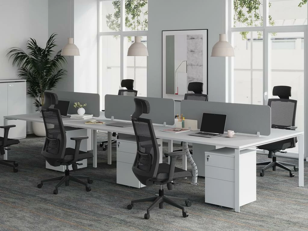 Bureau Bench 6 Personnes - Blanc - L120 Cm - Avec Séparateurs - DOWNTOWN 4 Bureau Bench 6 Personnes - Blanc - L120 Cm - Avec Séparateurs - DOWNTOWN – Image 2