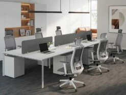 Bureau Bench 6 Personnes - Blanc - L120 Cm - Avec Séparateurs - DOWNTOWN