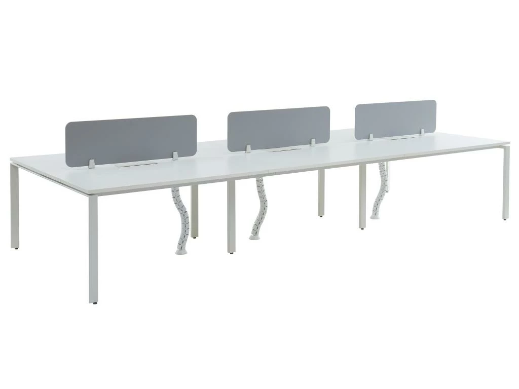 Bureau Bench 6 Personnes - Blanc - L140 Cm - Avec Séparateurs - DOWNTOWN 5 Bureau Bench 6 Personnes - Blanc - L140 Cm - Avec Séparateurs - DOWNTOWN – Image 3
