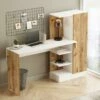 Bureau Avec Armoire De Rangements - Coloris : Naturel Et Blanc - MILARIA -DECO Ventes meuble bureau 12475779