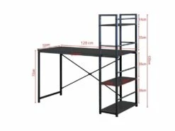 Table De Bureau Pour PC Avec Bibliothèque Bois Noir Métal Moderne -DECO Ventes meuble bureau 12520031