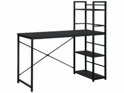 Table De Bureau Pour PC Avec Bibliothèque Bois Noir Métal Moderne -DECO Ventes meuble bureau 12520035