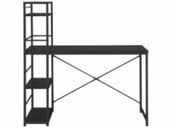 Table De Bureau Pour PC Avec Bibliothèque Bois Noir Métal Moderne -DECO Ventes meuble bureau 12520037