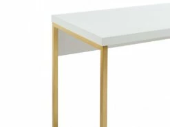 Bureau Avec 3 Tiroirs - MDF Laqué Et Métal - Blanc Et Doré - TIMFIA De Pascal Morabito -DECO Ventes meuble bureau 12556067