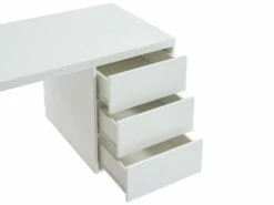 Bureau Avec 3 Tiroirs - MDF Laqué Et Métal - Blanc Et Doré - TIMFIA De Pascal Morabito -DECO Ventes meuble bureau 12556069