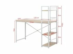 Table Bureau PC Avec Bibliothèque Blanc Beige Bois Métal Moderne 9 Table Bureau PC Avec Bibliothèque Blanc Beige Bois Métal Moderne -DECO Ventes meuble bureau 12587363