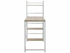 Table Bureau PC Avec Bibliothèque Blanc Beige Bois Métal Moderne 10 Table Bureau PC Avec Bibliothèque Blanc Beige Bois Métal Moderne -DECO Ventes meuble bureau 12587365