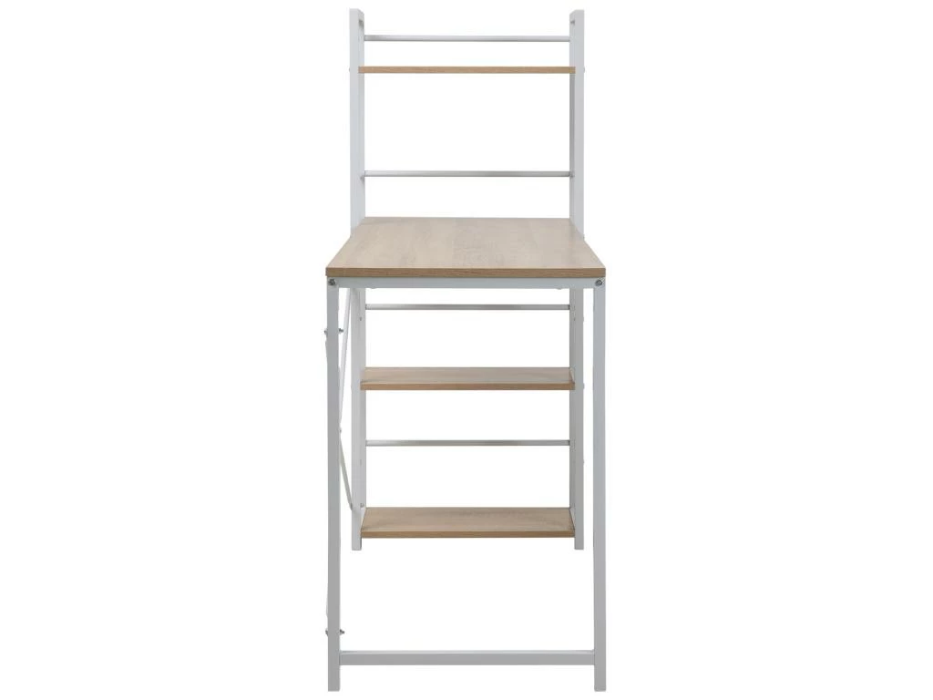 Table Bureau PC Avec Bibliothèque Blanc Beige Bois Métal Moderne 6 Table Bureau PC Avec Bibliothèque Blanc Beige Bois Métal Moderne – Image 4