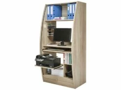 Armoire Informatique Galbée 80 Cm Chêne 6 Niches