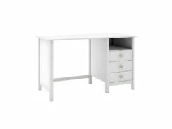 DAVA - Bureau 3 Tiroirs En Pin Massif Blanc -DECO Ventes meuble bureau 13030559