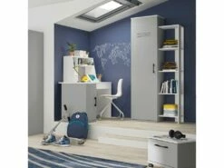 Bureau Avec Rangements Iséo Blanc Et Gris Clair -DECO Ventes meuble bureau 13069643