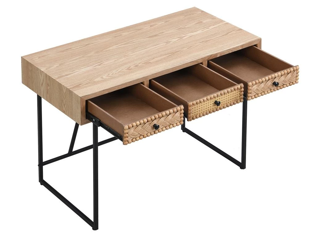 Bureau Avec 3 Tiroirs - MDF Et Métal - Coloris : Naturel Et Noir - AKIVI 7 Bureau Avec 3 Tiroirs - MDF Et Métal - Coloris : Naturel Et Noir - AKIVI – Image 5