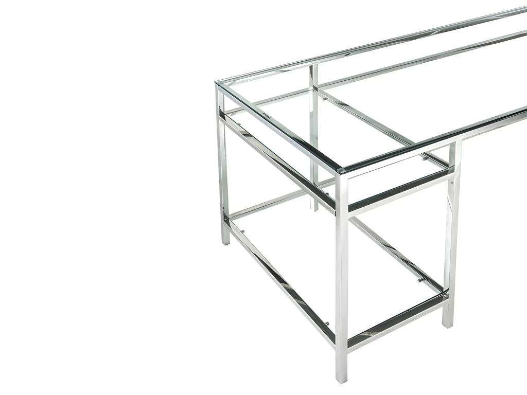 Bureau Avec 2 étagères - Verre Trempé Et Acier - Argent - TIZIO De Pascal Morabito 7 Bureau Avec 2 étagères - Verre Trempé Et Acier - Argent - TIZIO De Pascal Morabito – Image 5