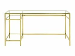 Bureau Avec 2 étagères - Verre Trempé Et Acier - Doré - TIZIO De Pascal Morabito -DECO Ventes meuble bureau 1348637