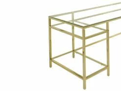 Bureau Avec 2 étagères - Verre Trempé Et Acier - Doré - TIZIO De Pascal Morabito -DECO Ventes meuble bureau 1348645