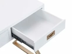 Bureau Avec 3 Tiroirs - MDF Et Métal - Blanc Et Doré - URENGA -DECO Ventes meuble bureau 14023407