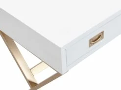 Bureau Avec 3 Tiroirs - MDF Et Métal - Blanc Et Doré - URENGA -DECO Ventes meuble bureau 14023409