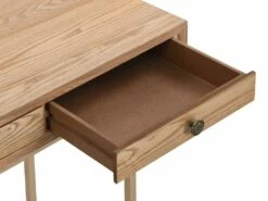 Bureau Console Avec 3 Tiroirs - MDF Et Métal - Naturel Et Doré - DEYAM -DECO Ventes meuble bureau 14023421